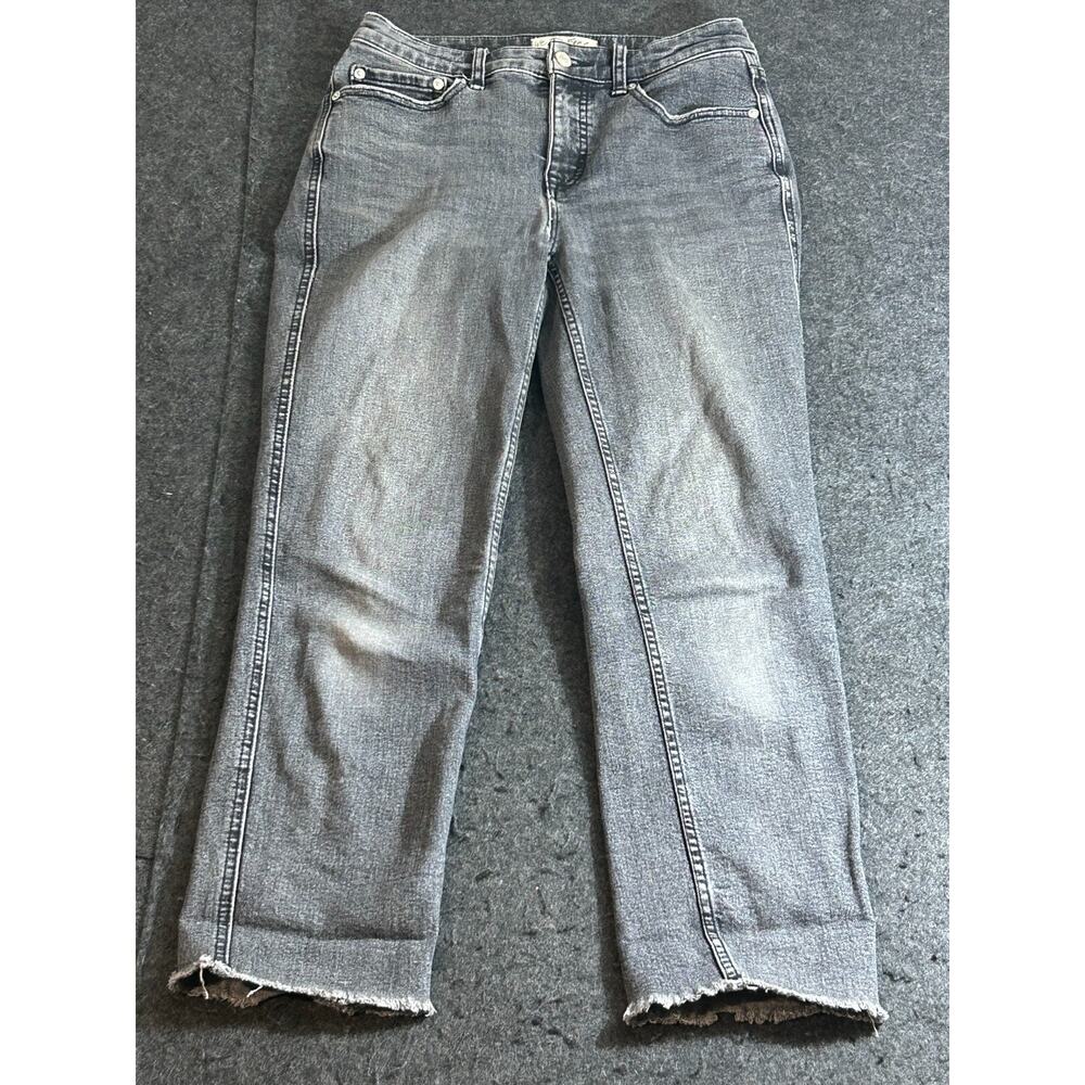 We the Free People CRVY 27 x 26 Mid Rise Black Gray Straight Ankle Raw Hem Jeans